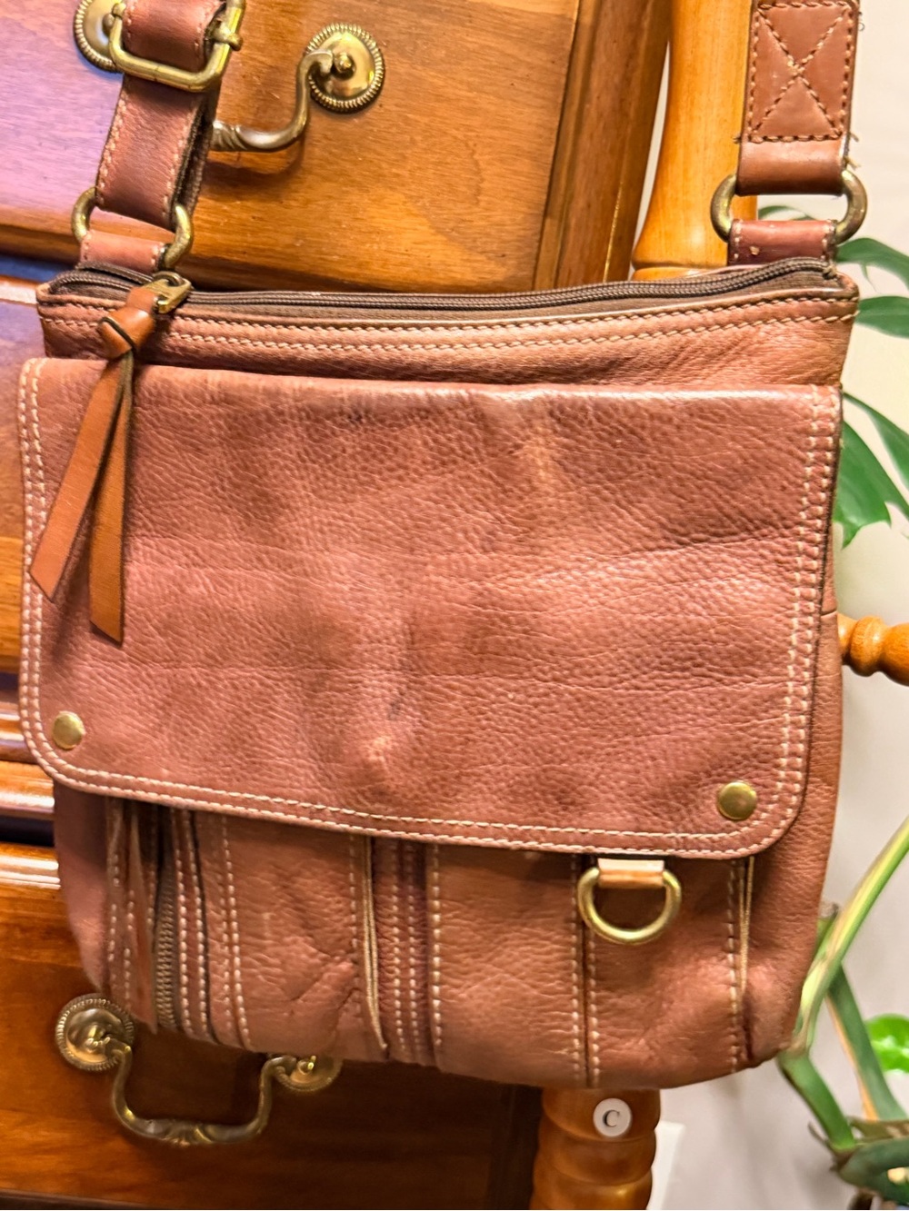 Fossil Morgan Travelers Brown  Leather Crossbody Bag with Adjustable Strap